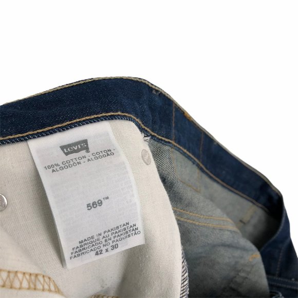 Levis Mens Blue Straight Denim Jeans Size 42X30 - Picture 8 of 8